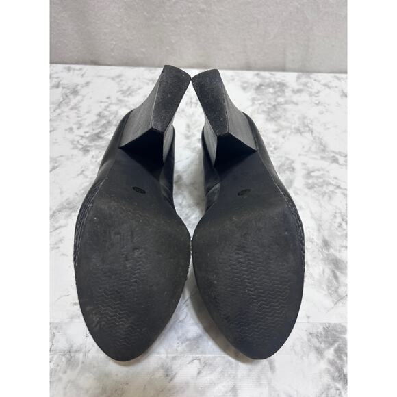 Trouve Remi Pump Chunky Platform Stacked Heel Shoes 8.5M Black Leather Coquette - Picture 9 of 10